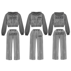 Chándales Cortos Duraderos de Alta Calidad, Extra Grandes, del Mejor Material, Lavado Ácido, 100% Algodón, Chándales Transpirables para Mujer - Product Image 1