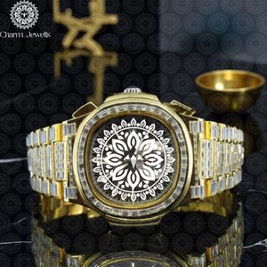 Charm_Jewells Luxury Yellow Gold Watch Round Case 42mm Analog Quartz Sapphire Crystal <b>Chronograph</b> Unisex Fashion - Product Image 1