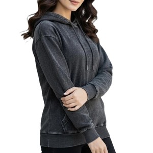 Hoodie Femme Streetwear 100% Coton à Manches Longues, Grammage Lourd, Délavé à l'Acide, Nouvelle Arrivée, Meilleur Style, Prix Bas - Product Image 3