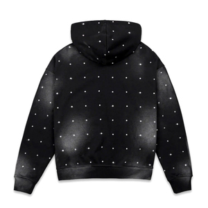 Black Rhinestone Hoodie with Glitter <b>Star</b> Pattern Drop Shoulder Zip Up <b>Design</b> Men's Hoodies & Sweatshirts - Product Image 6
