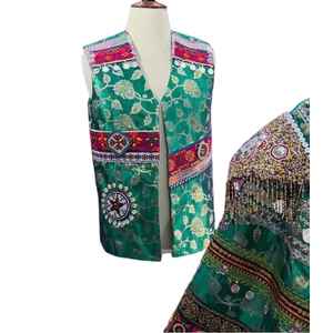 Gilet décontracté traditionnel afghan pour hommes en polyester respirant avec broderie en dentelle pour les événements culturels et les cérémonies religieuses d'été - Product Image 1
