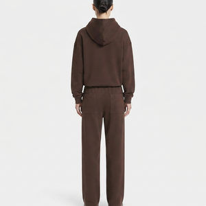 Conjunto Casual de 2 Piezas para Mujer, Sudadera con Capucha y Pantalones Anchos de Color Sólido, Algodón, Corte Holgado, Uso Diario de Invierno - Product Image 2