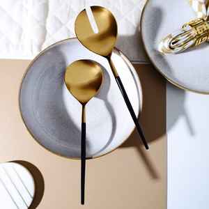 Cuillère de service en acier inoxydable doré, grande pelle à riz, spatule carrée à long manche, ustensiles de cuisine pour la maison - Product Image 6