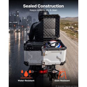 Top Case Moto 45L-80L Universel en Aluminium Rigide Étanche Détachable Sécurisé - Product Image 4