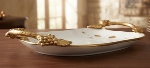 High Quality Serving Tray Metal Golden Decorative Leaf Shape Handle Serving Unique Aluminum Server for <b>Sweets</b> Chocolates Gifts - Product Image 6