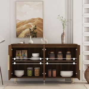 Aparador Moderno de Madera con Estantes Ajustables, Gran Buffet y Consola Decorativa con Diseño Acanalado - Product Image 3