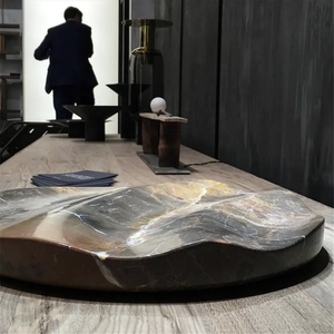 Bandeja de Servir Moderna de Mármol Negro y Dorado, Piedra Natural, Decoración de Hogar de Lujo, Revestimiento de Pared de Cocina Resistente al Fuego, Hotel y Comedor - Product Image 2