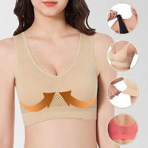 AL SWANS INTERNATIONAL Soutien-gorge de sport pour femme, dos nageur, en maille respirante, sans couture, maintien élevé, coussinets amovibles, col rond, pour le yoga - Product Image 4