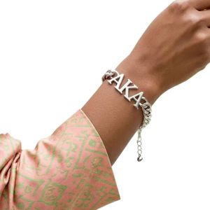 สร้อยข้อมือเงินลายตัวอักษรกรีกสำหรับผู้หญิง เครื่องประดับแฟชั่น สร้อยข้อมือเสน่ห์หรูหรา สร้อยข้อมือเก๋ไก๋ ของขวัญสำหรับงานปาร์ตี้ - Product Image 3