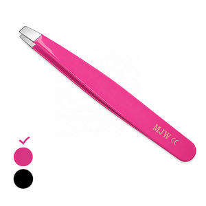 Pinzas para Cejas Rosadas MJW de Acero Inoxidable con Punta Inclinada de Precisión, Herramienta de Belleza para Depilación de Cejas, Certificación CE - Product Image 1