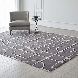 Alfombra Moderna Geométrica de Color Carbón, Alfombra Suave de Lana y Seda para Sala de Estar, Dormitorio, Decoración de Hogar Minimalista de Lujo, Hecha a Mano - Product Image 1