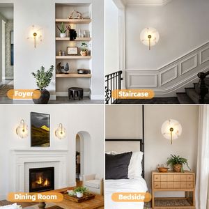 Applique da Parete in Alabastro con Paralume in Marmo Naturale, Lampada Circolare Moderna a LED con Cablaggio Integrato per Camera da Letto - Product Image 5