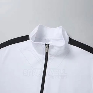Men White Tracksuit Full Sleeve Zipper Front Pocket Sporty Style Breathable Polyester Regular Fit Spring Wear - Product Image 3