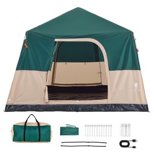6 Person Inflatable Cabin <b>Tent</b> with Rechargeable Pump TPU Air Tubes 4 <b>Large</b> Mesh Windows Portable Easy Setup - Product Image 1