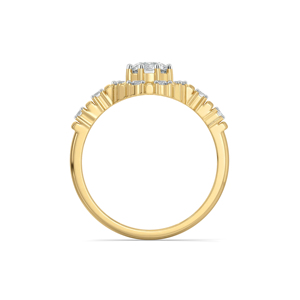 Women's Yellow Gold Diamond Engagement <b>Ring</b> Round Brilliant Cut Flower Design Classic Style - Product Image 3
