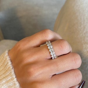 Hot Selling Oval Cut Moissanite Full Eternity Band <b>Ring</b> 925 Sterling Silver Fine <b>Proposal</b> Gift For Girlfriends - Product Image 1