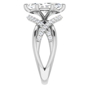 Bague de Fiançailles et de Promesse de Luxe en Argent Sterling 925 Plaqué Or 14K avec Moissanite Taille Marquise pour Femme et Unisexe - Product Image 3