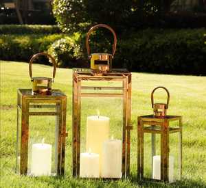 Calm Corners <b>Lantern</b> <b>Set</b> With Glass Panels Flameless Candle Holders Home Decoration - Product Image 2