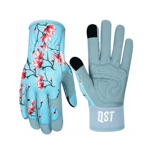 Gants de jardin tactiles respirants avec paume rembourrée pour travaux de jardinage et plantation, en cuir, avec manchette à enfiler, logo personnalisé, OEM ODM, directement de l'usine - Product Image 1