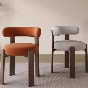 Silla de Comedor Moderna de Madera Maciza de Nogal, Respaldo Bajo, Diseño Curvo, Asiento Cómodo para Cocina, Silla Lateral Profesional para Cafetería y Restaurante - Product Image 4