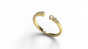 Anillo Abierto con Diamantes Redondos Engastados en Bisel Sencillo, Joyería Diaria para Mujer, Anillo de Moda con Diamantes Cultivados en Laboratorio - Product Image 1