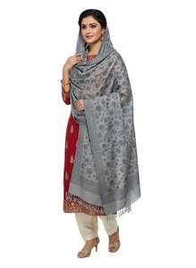 Hijab pour femmes, imprimé floral à pois carrés, en laine légère, pour l'hiver, à porter tous les jours, avec bordure à franges - Product Image 5