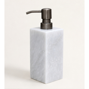 Handmade Natural White <b>Marble</b> Soap Dispenser with Stainless Steel Pump Square Lotion Bottle for <b>Bathroom</b> Liquid Dispenser - Product Image 1