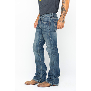 Vaqueros de mezclilla rectos transpirables de verano para hombre, estilo urbano, color azul lavado, mezcla de algodón, cintura media, casual, estilo cowboy - Product Image 4