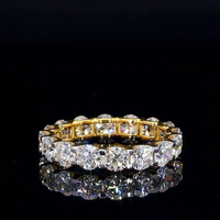 Bague d'éternité de fiançailles en diamant de laboratoire 4 carats, or jaune 14K, taille brillant, cercle complet, anneau de mariage à griffes partagées, certifié IGI