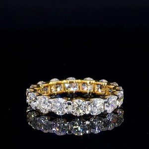 4ct Lab Grown Diamond Engagement Eternity Band 14K Yellow Gold Brilliant Cut Full <b>Circle</b> Wedding <b>Ring</b> Shared Prong IGI Certified - Product Image 4