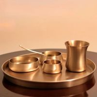 Service de table traditionnel en bronze Kansa pour la cuisine ayurvédique, ensemble complet Thali avec bols, verres et cuillères