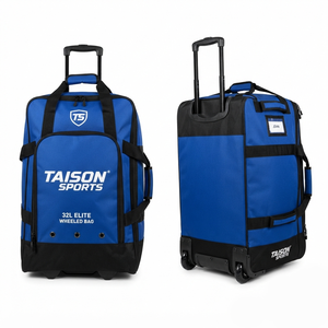 Sac de sport à roulettes TAISON SPORTS Premium 600 GSM en PU pour hockey sur glace, 30-40L, bleu noir, logo personnalisé par transfert thermique - Product Image 1
