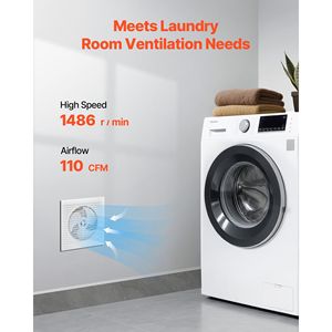 Ventilatore da Parete Silenzioso con Motore AC da 6 Pollici, 110 CFM, per Bagno, Facile da Installare - Product Image 2