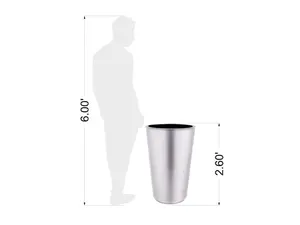 Vente en gros de jardinières coniques classiques en acier inoxydable argenté, grand pot à fleurs décoratif en métal pour l'aménagement paysager, fournisseur OEM en gros - Product Image 3