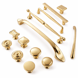 Juego de tiradores y pomos de lujo dorados para gabinetes, tiradores modernos para cajones, herrajes para muebles de cocina y armarios. - Product Image 1