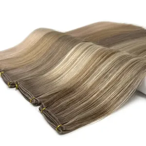Extensiones de Cabello Humano 100% Remy, Trama Recta, Color Rubio Ceniza Degradado, Textura Ondulada Natural, Personalizables - Product Image 2