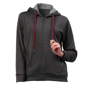 Sweat à capuche marron pour femme, 100 % coton tricoté, manches longues, couleur unie, respirant, décontracté, pour l'automne - Product Image 5