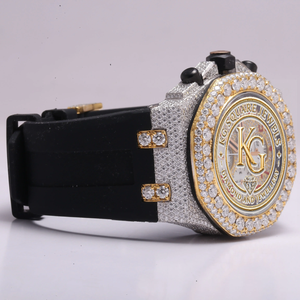 Reloj Mecánico KG Hip Hop para Hombre, 40 mm, Cronógrafo, Bisel con Diamantes, Esfera Analógica, Correa de Goma Negra, Lujoso - Product Image 3