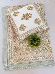 100% Cotton Luxury Hand <b>Block</b> Printed Single <b>Bed</b> Dohar Artisan Made Handcrafted Traditional Reversible All-Season Dohar - Product Image 5