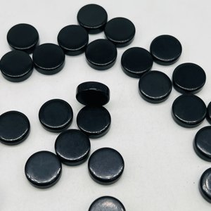 Onyx noir naturel de forme ronde, dos plat des deux côtés, pierre précieuse en vrac pour la fabrication de bijoux - Product Image 3