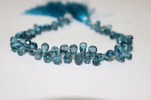 Perles de topaze bleue de Londres naturelle facettées en forme de goutte 4-8 mm pour la fabrication de bijoux 8 pouces - Product Image 4