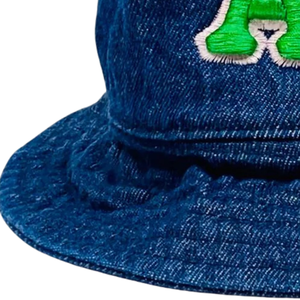 AKA Dark Denim Bucket <b>Hat</b> Green Embroidered Letter Cotton Cap Adjustable Casual Fashion Streetwear Outdoor <b>Hat</b> for <b>Men</b> Women - Product Image 5