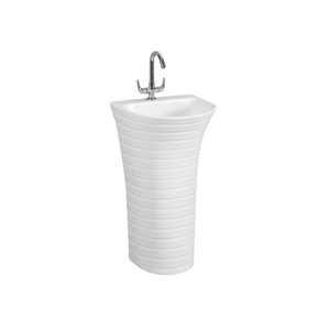 Lavabo de Pedestal Rectangular de una Pieza PORSCHE-X, Montado en el Suelo, con un Solo Orificio, Grifo Monomando, Acabado Cromado Contemporáneo, con Desagüe - Product Image 1