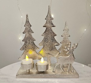Modern Metal Christmas <b>Tree</b> Candle Holder Decorative <b>Tabletop</b> Xmas <b>Tree</b> Tealight Holder Home Festive Decor - Product Image 1
