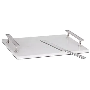 Bandeja de Metal Rústica Hecha a Mano para Cocina, Mesa de Comedor, Mesa de Centro y Decoración de Casa de Campo, Rectangular de Mármol - Product Image 1