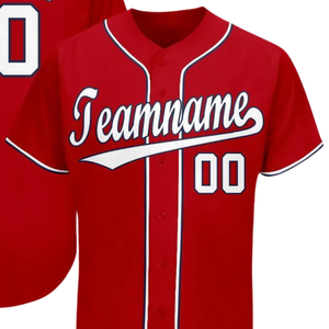 Red White Navy Baseball Jersey for Men Button Down Team Uniform Breathable Lightweight <b>Athletic</b> Tournament Sports Apparel Shirt - Product Image 2