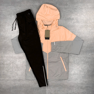 Survêtement technique d'extérieur 2 pièces pour homme avec doublure en mesh, sweat à capuche zippé et short - Product Image 1