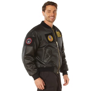 Men's Embroidered <b>Pilot</b> Bomber <b>Jacket</b> – Olive Green Flight <b>Jacket</b> with with Patches for Autumn Casual Wear MA-1 Flight <b>Jacket</b> - Product Image 3
