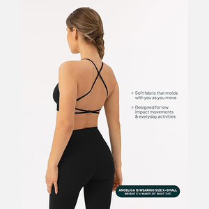 Seamless High Impact Sports Bra With Spaghetti Straps Low Cut Yoga Top For Women Gym Workout Tank Top Quick Dry Athletic Wear - Product Image 3