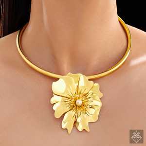 สร้อยคอมุกสีทองลายดอกไม้และสีงาช้างผลิตภัณฑ์ป้องกันการเสื่อมเสีย - Product Image 3